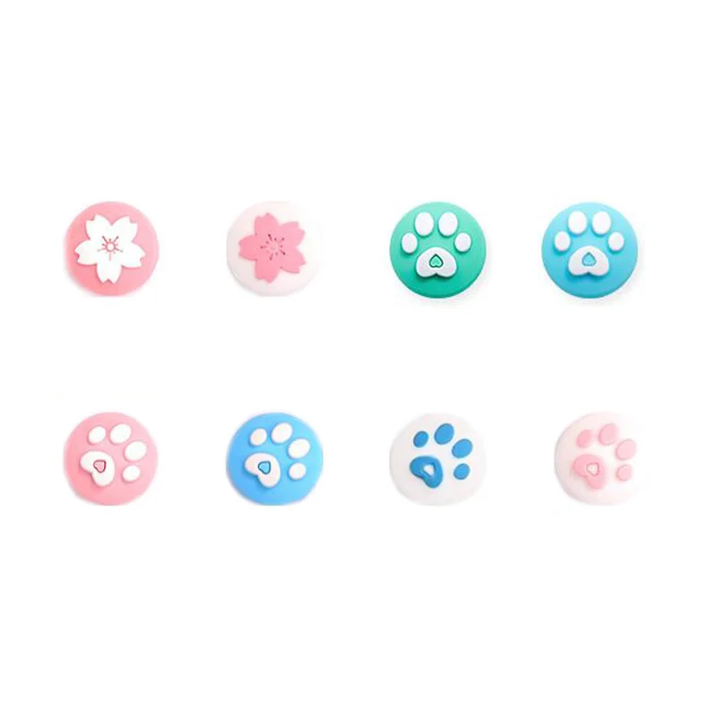 Cute Cat Paw Claw Cherry Flower Thumb Stick Grip Cap Joystick Cover For Nintendo Switch Lite Joy-Con Controller Thumbstick Case