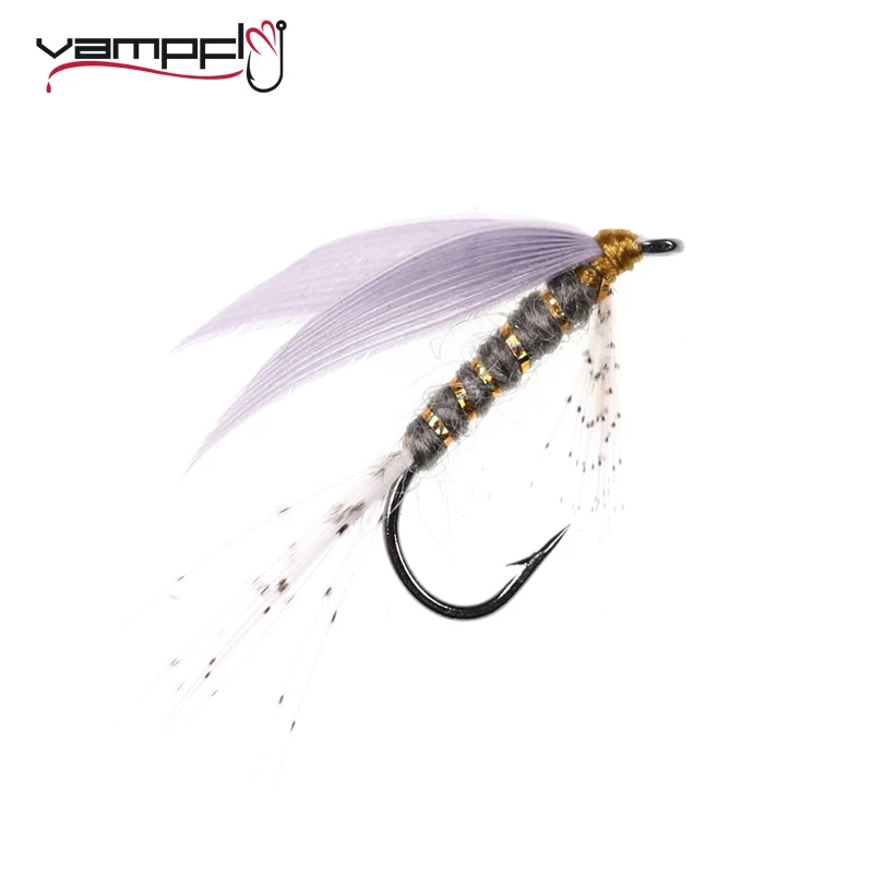 Vampfly 8PCS Trout Fishing Fly Lure Baits #12 Trout Wet Flies Nymph Larva Fly Tying Hook