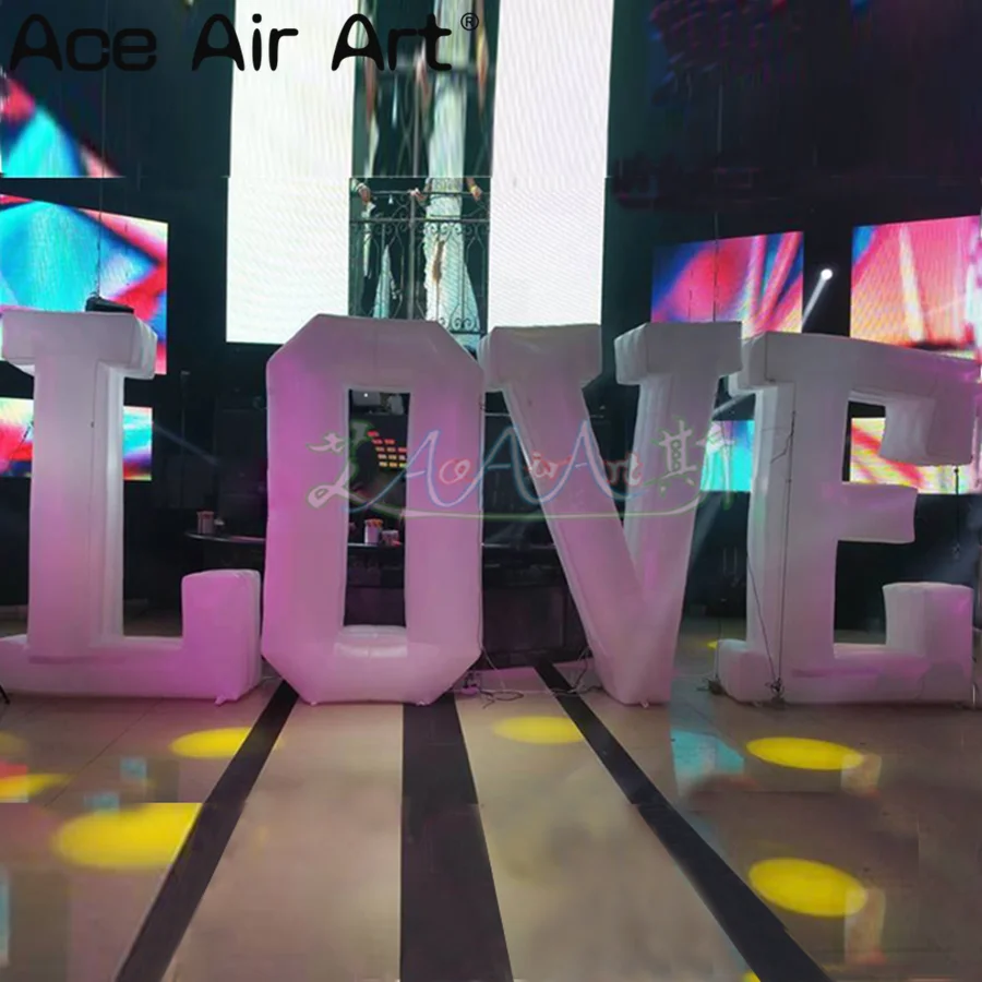 3m H giant glowing inflatable love letters inflatable alphabet inflatable word ballons for wedding/Valentine's Day decoration