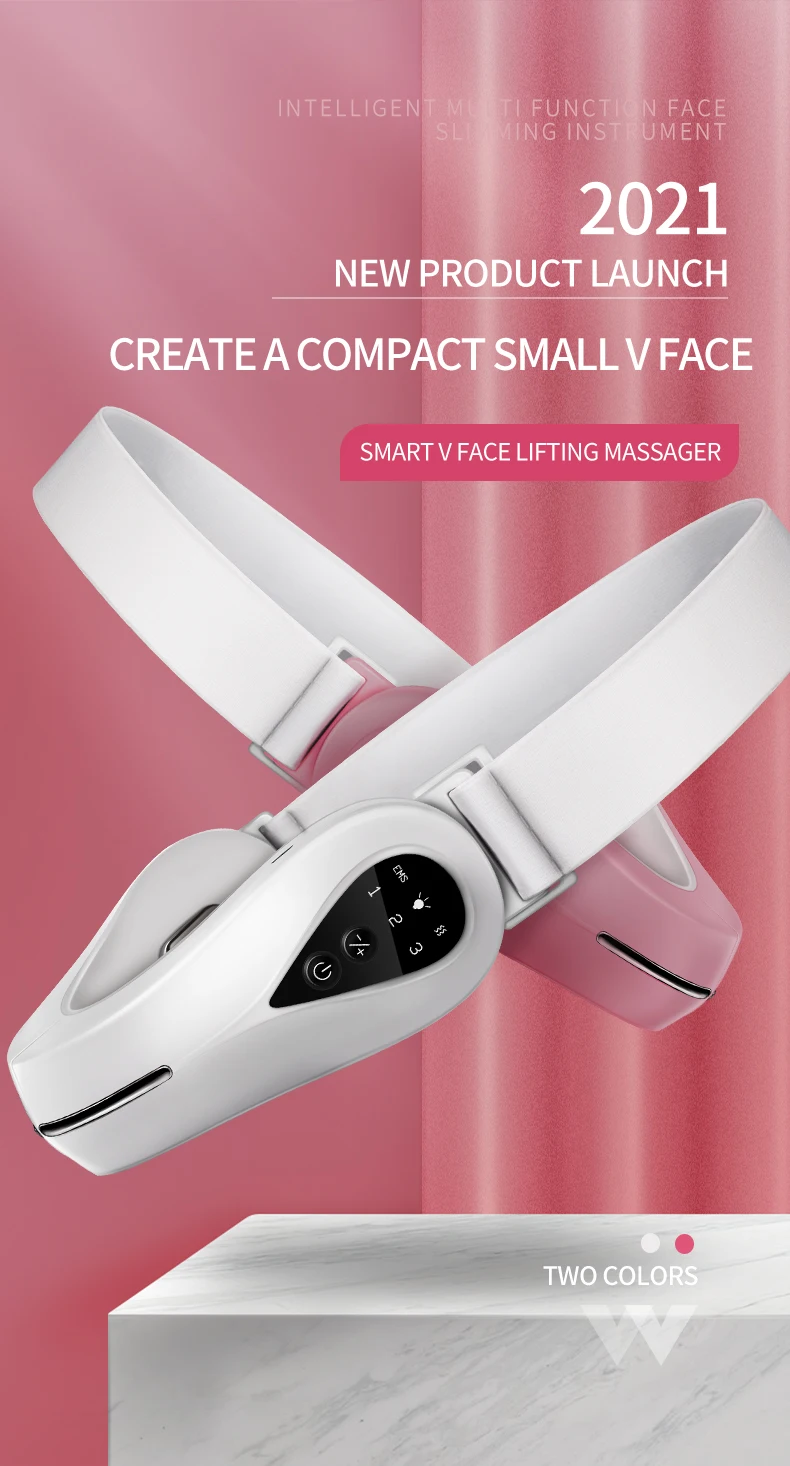 Masajeador de adelgazamiento facial multifunción, EMS, Micro corriente, luz roja y azul, rejuvenecimiento de la piel, dispositivo de estiramiento facial Tipo V