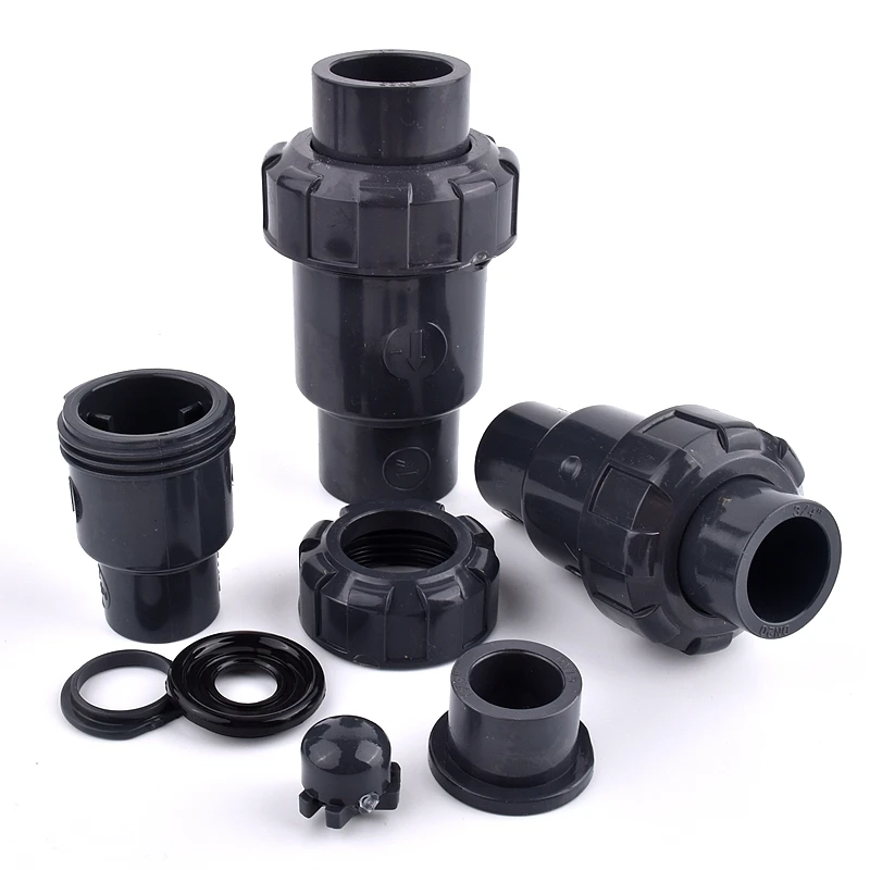 1pc I.D 20~110mm UPVC One Way Check Valve Aquarium Fish Tank Adapter Non-Return Ball Valve Irrigation Water Pipe Fittings