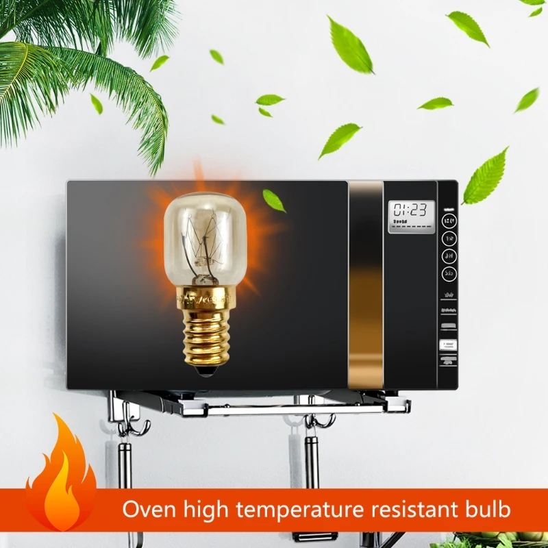 2pcs 220V E14 300 Degree High Temperature Resistant Microwave Oven Bulb Cooker Lamp Lighting Bulb 15/25W