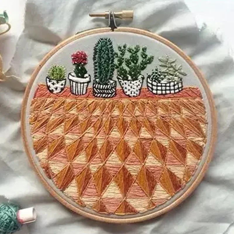 Kaktus Muster Stickerei Material Paket Pflanzen Serie DIY Handwerk Anfnger  Stickerei Liefert Hngen Malerei Decor - AliExpress 15