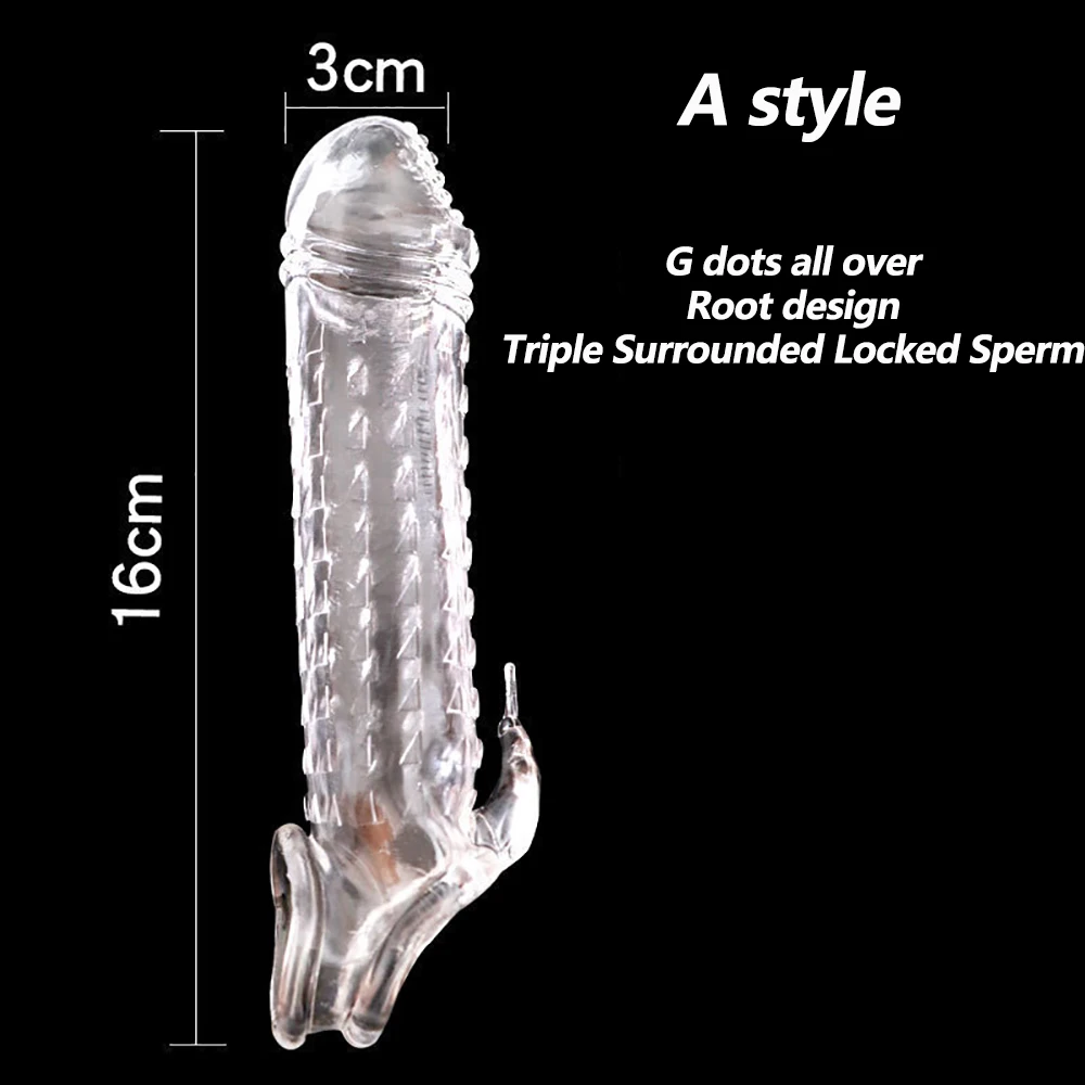 New Erotic Toys For Men Reusable Condom Crystal Penis Sleeve G Spot Stimulation Cock Sleeve Delayed Ejaculation Sex Toys For Men