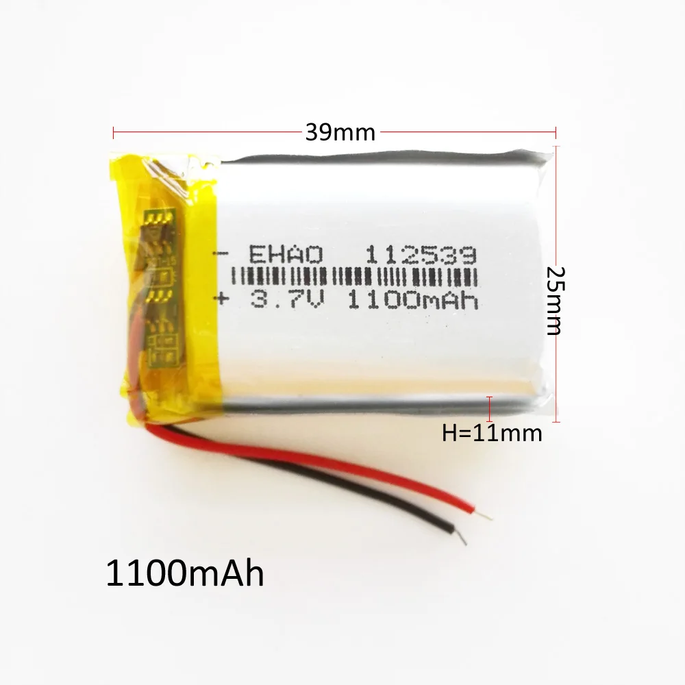 112539 리포 폴리머 리튬 충전식 배터리 전원, MP3, GPS, PDA, DVD, 블루투스 녹음기, 전자책 카메라용, 3.7V, 1100mAh, 10 개