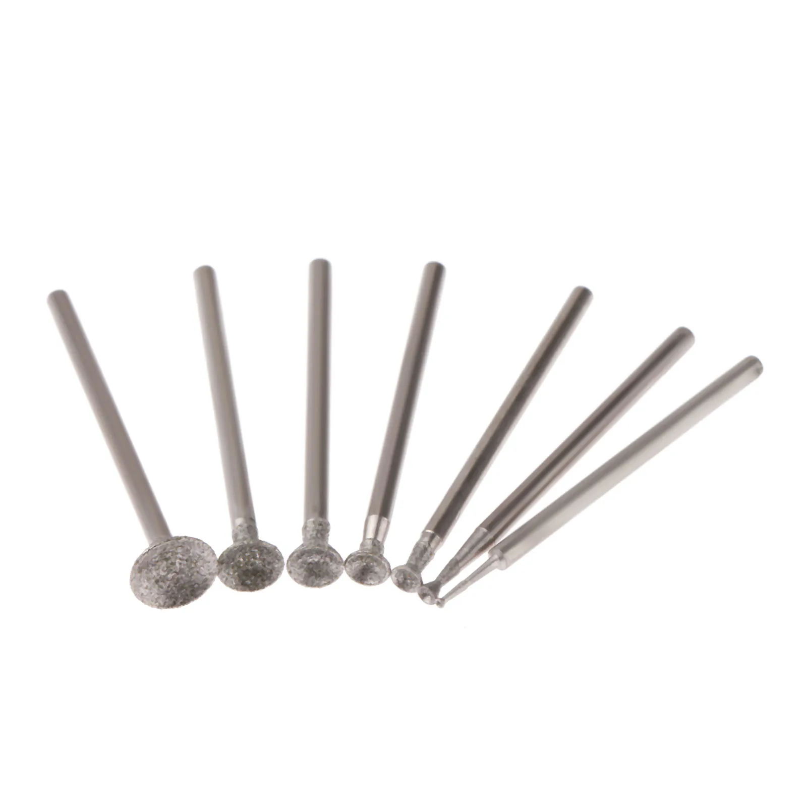 7Pcs 2.35 millimetri Shank 1-8 millimetri Diamante di Rettifica Testa Montata Punti Sferica Concava Giada Intagliare Frese per dremel Utensile Rotante