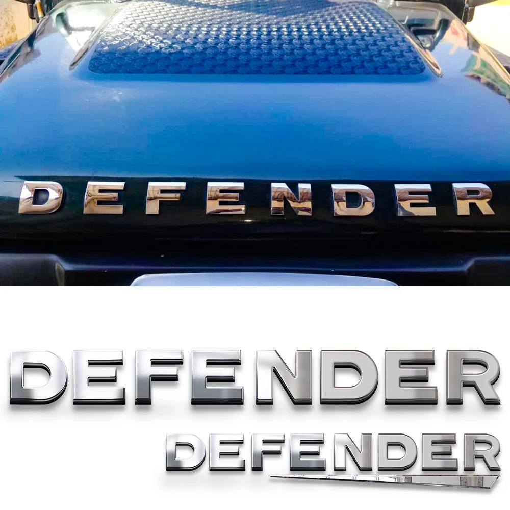 

for DEFENDER Offroad DIY Letters Emblem Glossy Black Carbon Fiber Badge Car Styling Refitting Front Hood and Lower Trunk Sticker