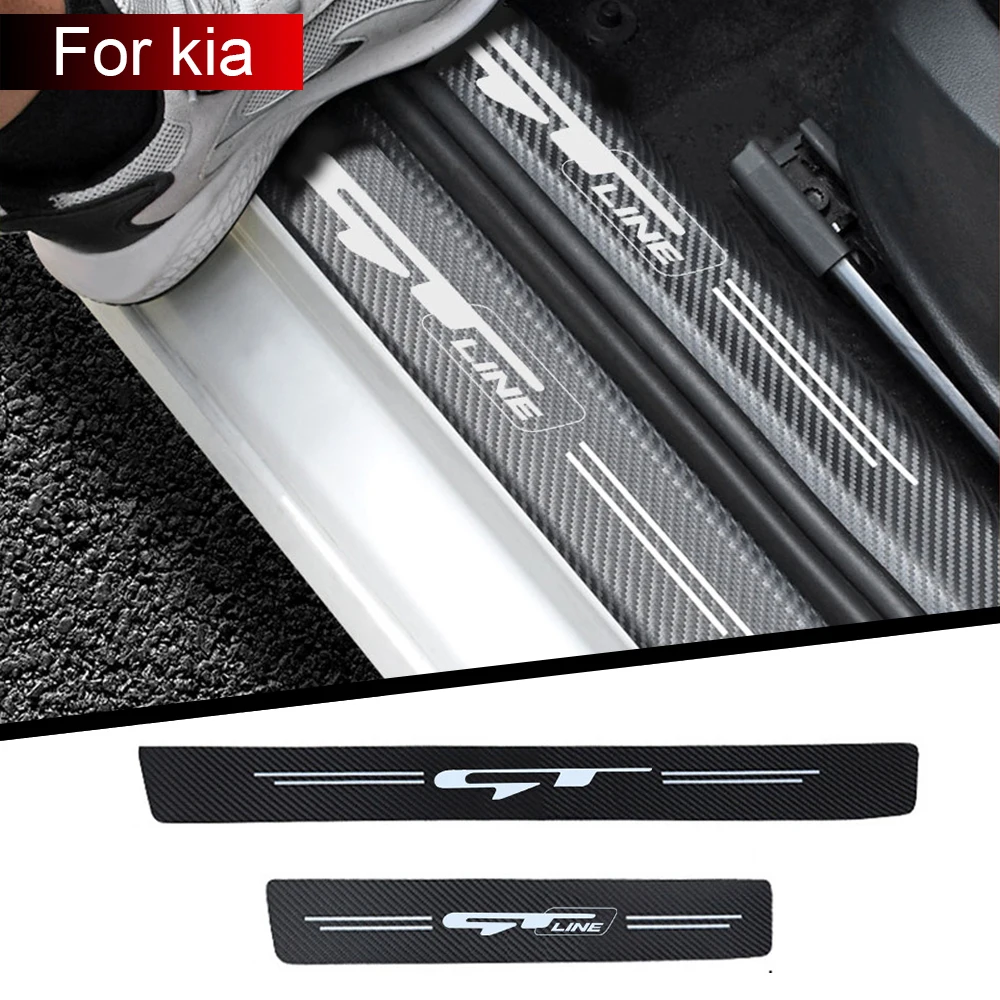 4pcs car threshold Car stickers for kia gt gtline xline ceed Forte RIO STINGER Seltos K3 KX5 K4 K5 Car sticker Car Accessories