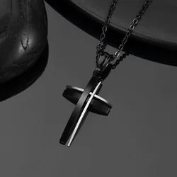 Simple Cross Necklace Stainless Steel Religious Jewelry Fashion Cross Pendant Necklace Jewelry Gift For Men Women