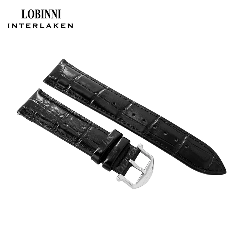 

LOBINNI черный, коричневый кожаный ремешок для часов, ширина ремешка 22 мм, 21 мм, 20 мм, с бесплатными инструментами для ремонта, никовая пряжка