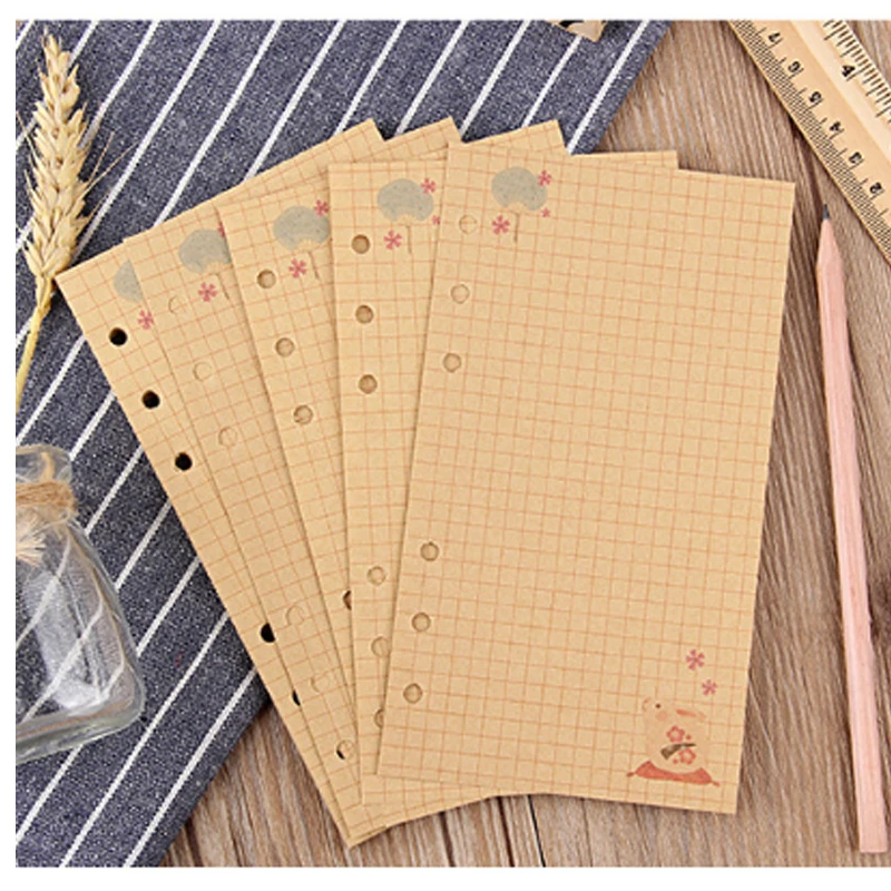 MQQ A6 Kraft Dot Grid Notebook Kraft Paper Notebook Daily Planner Weekly Month Planner Loose Leaf Notebook Refill Paper Blank