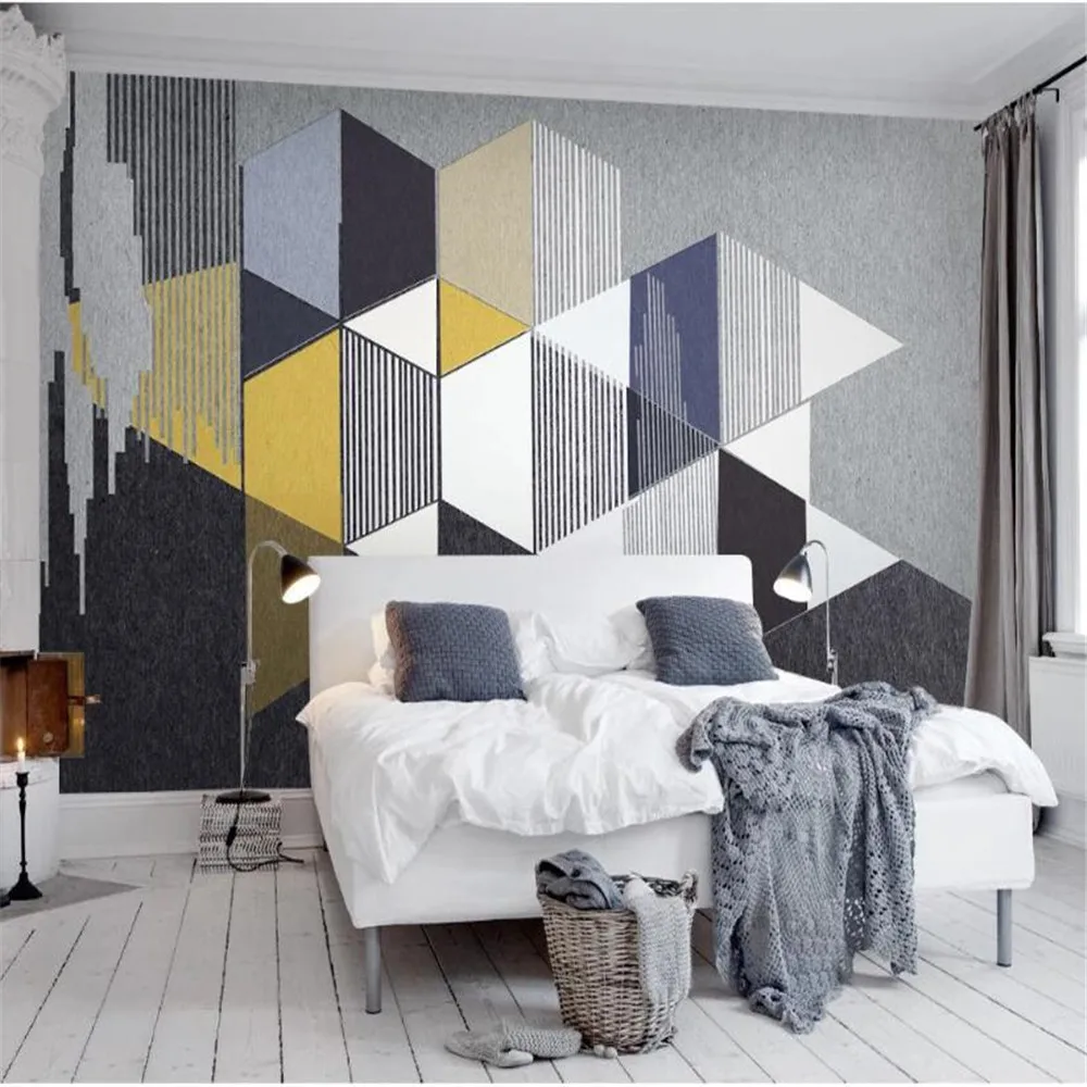 

Milofi custom 3D personality geometry new texture Nordic simple TV background wall large wallpaper mural wallpaper wall covering