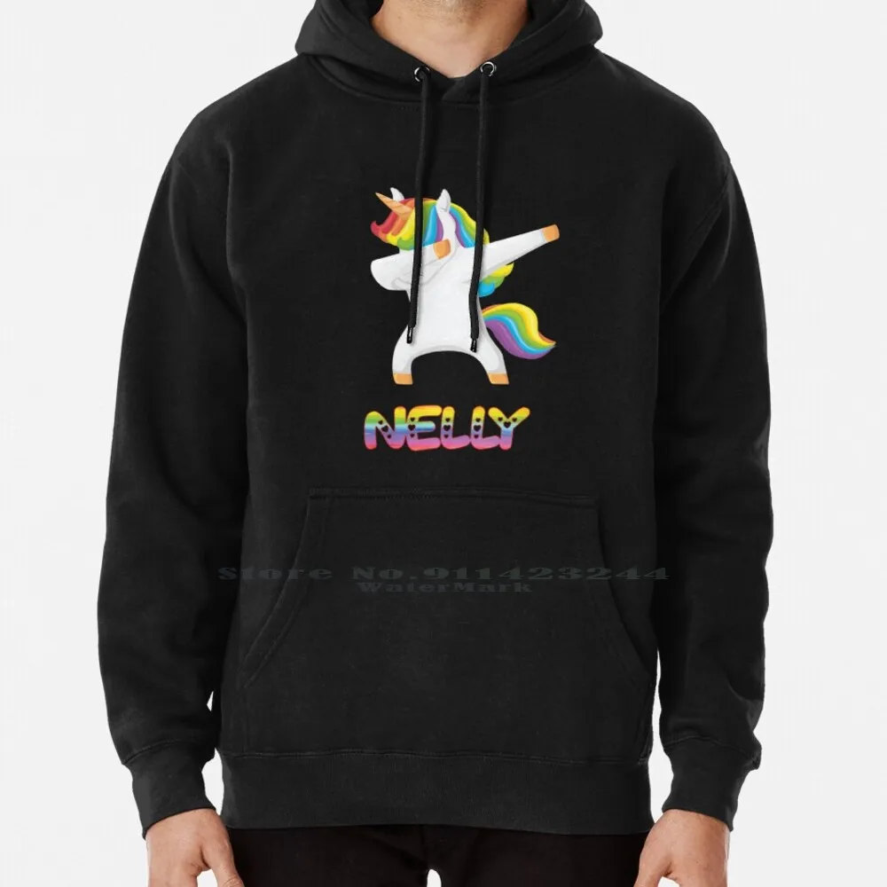 Nelly Unicorn Rainbow Heart Text-Special Personalised Gift For Nelly Hoodie Sweater 6xl Cotton Unicorn Rainbow Name Stamp