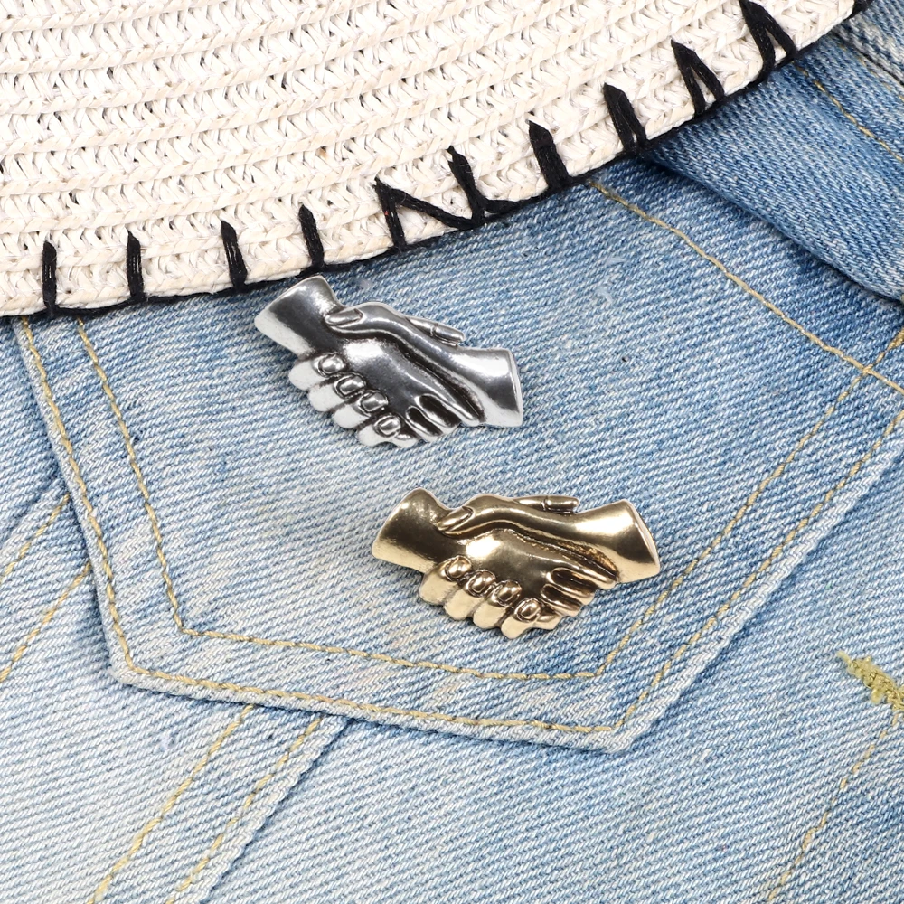 Handshakes Enamel Pins Hand Gesture Creative Brooches Badge Denim Clothes Lapel Buckle Pin Cooperation Jewelry Gifts For Friends