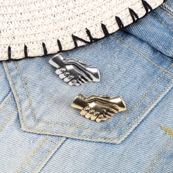 Handshakes Enamel Pins Hand Gesture Creative Brooches Badge Denim Clothes Lapel Buckle Pin Cooperation Jewelry Gifts For Friends