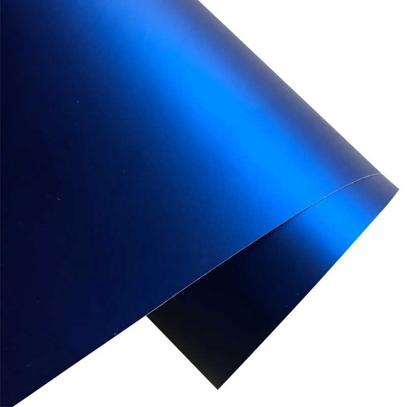 Película de vinilo metálica cromada de 10/20/30/40/50X152CM con drenaje de aire, envoltura de coche azul satinado mate, pegatina para coche y motocicleta, envoltura de calcomanías