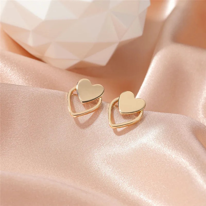 925 sterling silver Heart Earrings For Women Punk Vintage Hollow heart Stud Earrings wedding party Jewelry Gift