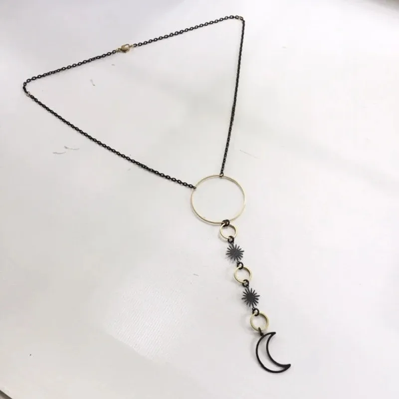 Gothic Moon Necklace Moon Phase Dainty Necklace Crescent Witchy Goth Pendant Charm Jewelry Women Gift Fashion Statement New