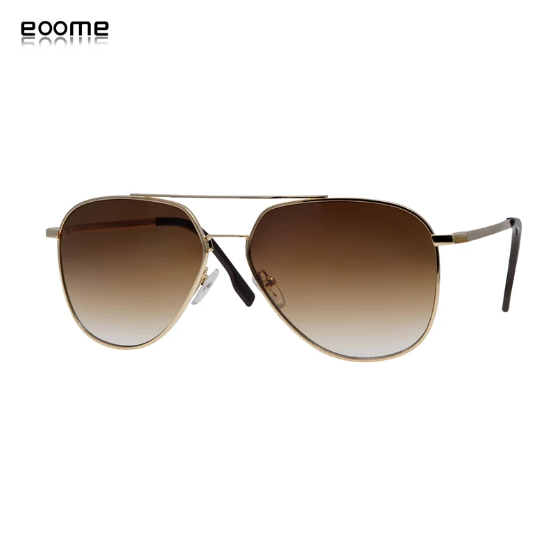 eoome Man New Pilot Shape Metal Sunglass Best confortable green Lens noral face UV400 Nylon Lens qualitiable electroni plating