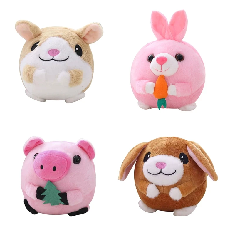 Pet Bouncing Jump Ball Cartoon Pig Dog Doll Toy USB Electric Plush Beating Sing Cute Toys for Kids