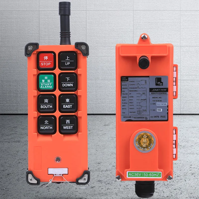 Wireless Industrial Remote Controller Switches Hoist Crane Control Lift Crane 1/2 Transmitter + 1 Receiver F21-E1B 6 Channels