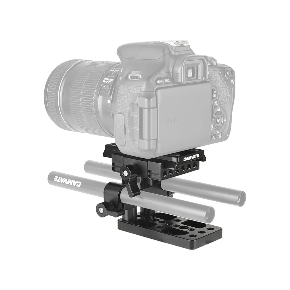 Camvaste-placa de montagem para câmera, base qr com braçadeira lws de 15mm e base dupla para manfrot, tripé 577/501/ 504/ 701