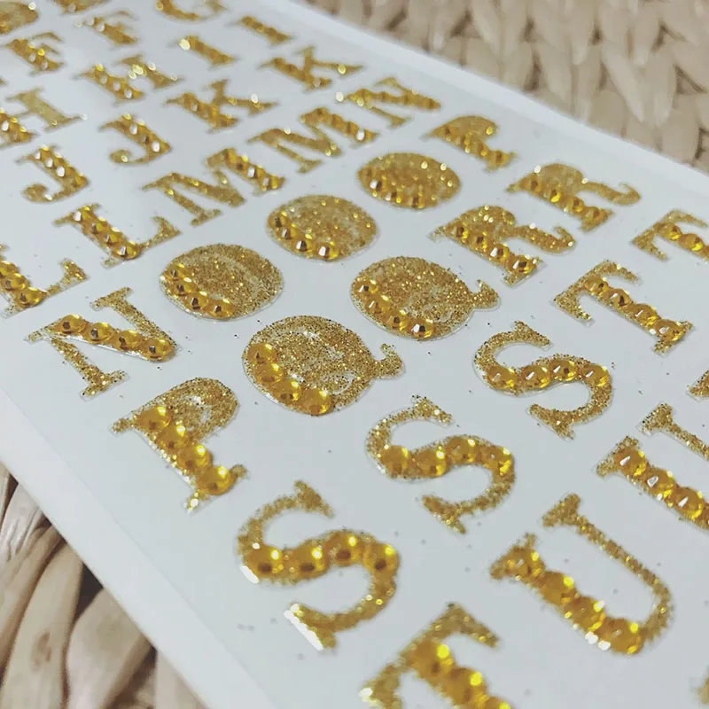 1sheet Alphabet Rhinestone Self Adhesive Scrapbooking Stickers Clothing Accessories DIY PC Phone Decor English Letters Sticker