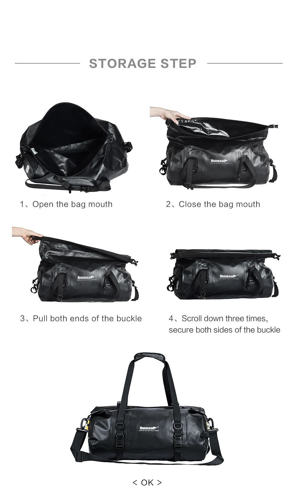 Rhino walk 20l fahrrad tasche wasserdicht mtb fahrrad koffer tasche hinten reisegepäck träger tragbarer sattels itz radfahren acessoriy – Detail 16