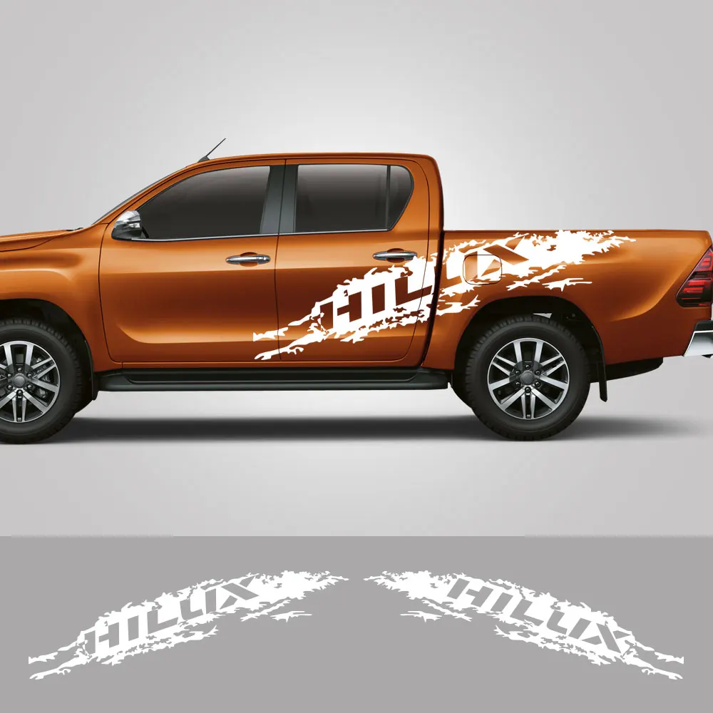 2Pcs For Toyota Hilux Revo Vigo Pickup Body Side Stickers Truck Graphics Decor Covers Car Vinyl Decals Auto Tuning Accessories