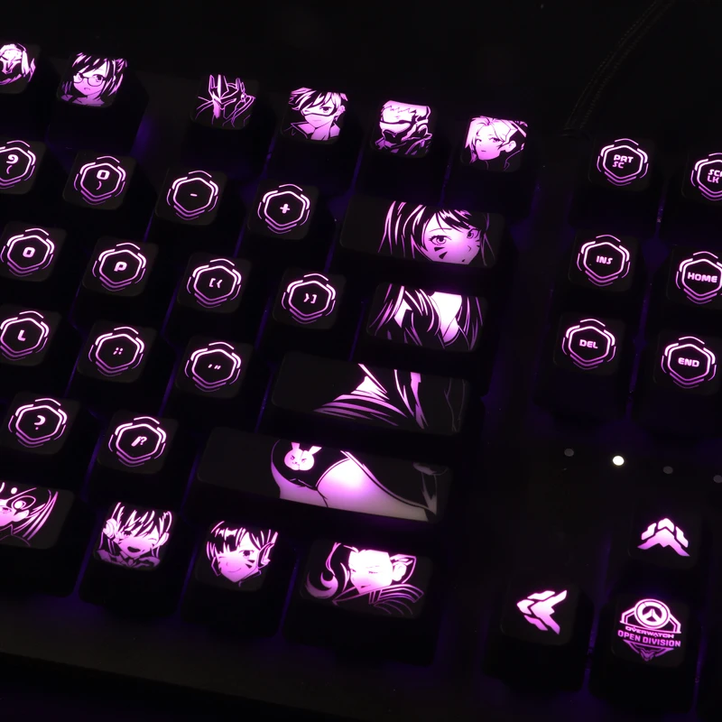 1 set high-end backlit keycap for Overwatch mechanical keyboard black hole coating key cap for Corsair K70 K95 Razer Cherry OEM