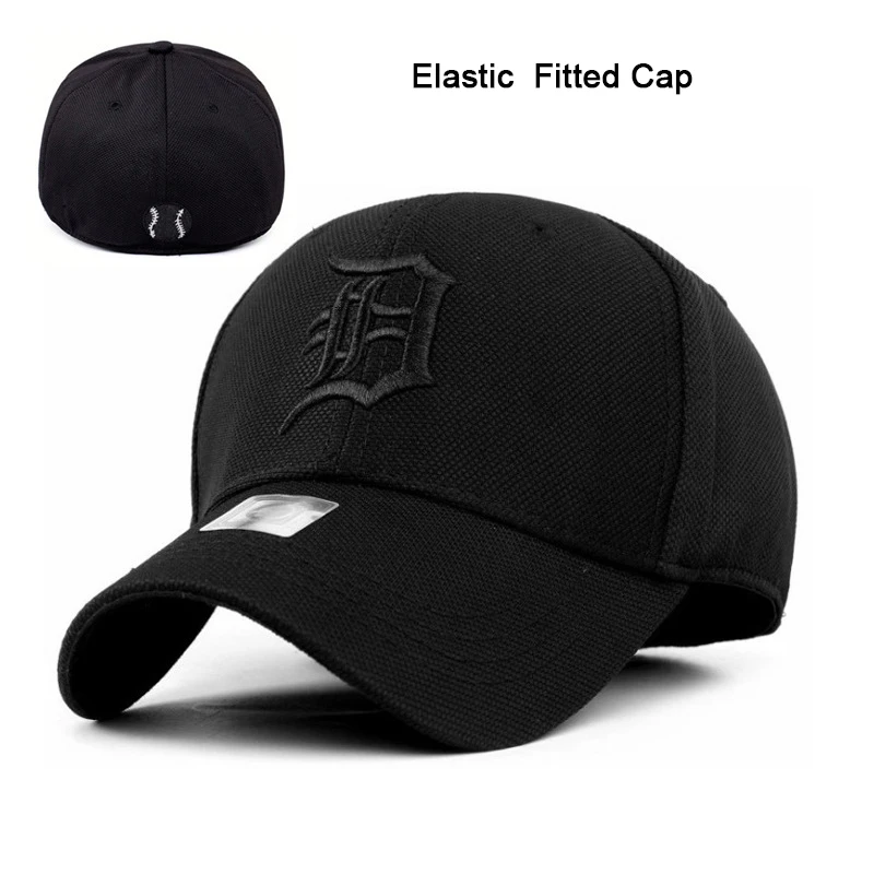 Black Fitted Closed Full Baseball Cap Men Embroidered Letters Snapback Hats Women Gorras Bone Male Trucker Hat Casquette