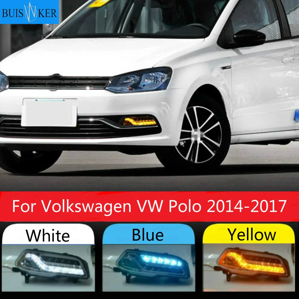 

2Pcs DRL For Volkswagen VW Polo 2014 2015 2016 2017 Passat B7 Daytime Running Lights Fog head Lamp cover Daylight