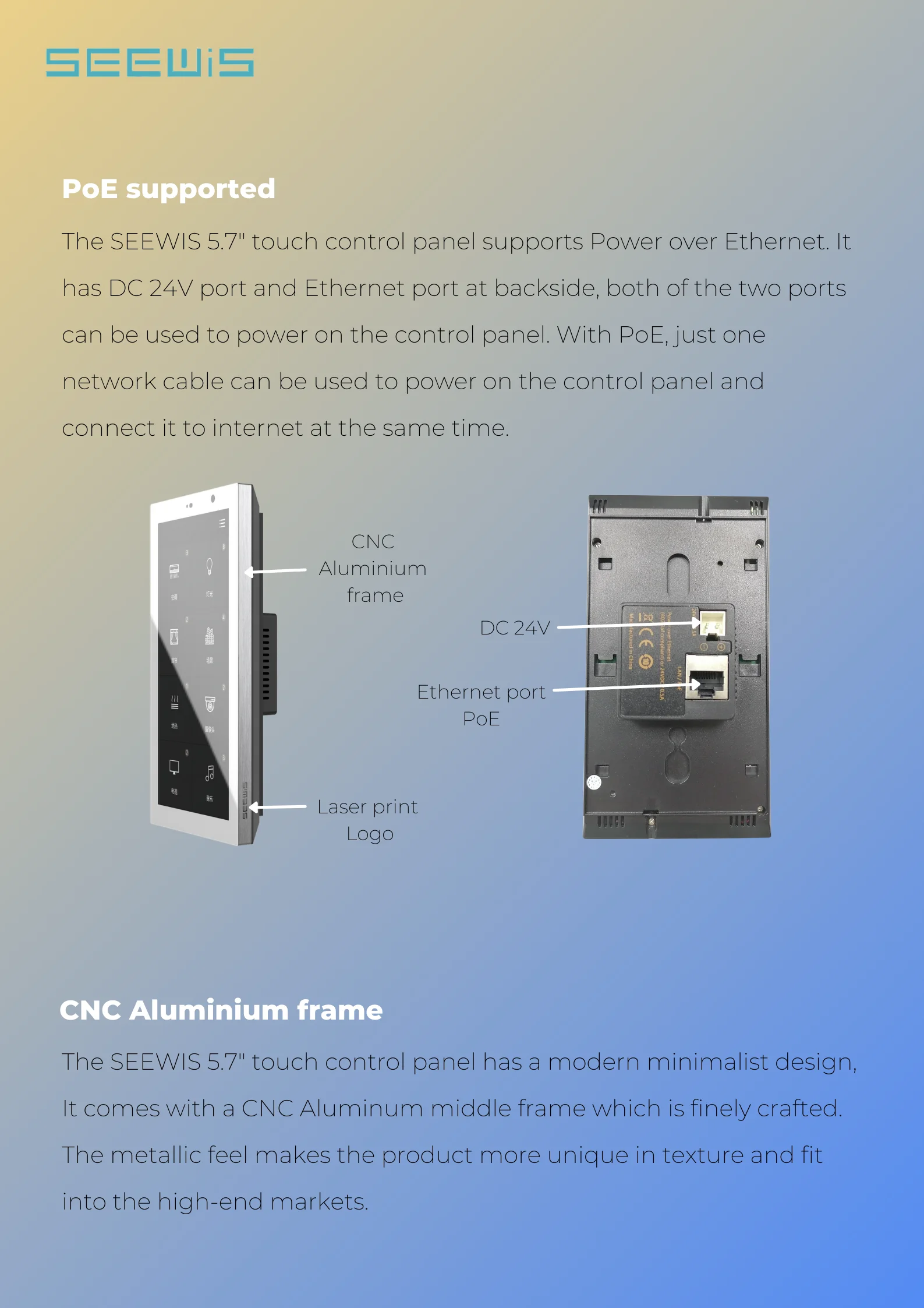 TUYA/HDL Smart Android Wall Panel 6" Touch Screen In-wall Amplifiersmart Home Theater Amp Support RS485