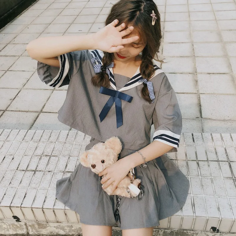 Female Suit 2020 Summer New Korean College Wind Fashion JK Uniforms + Pleated Skirt Western Style Two-Piece Set  school uniform