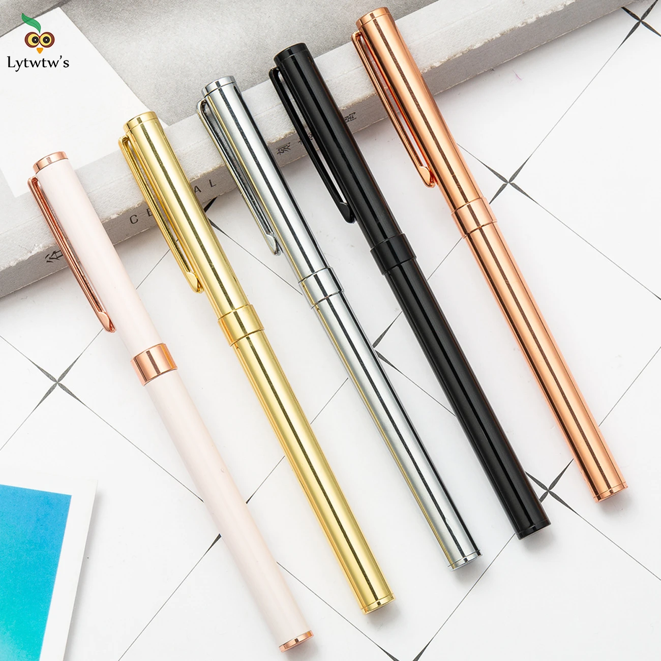 1 PCS Lytwtw's Gel Pen Luxury Cute Wedding Rose Gold Metal Stationery School Office Supply High Quality Pens