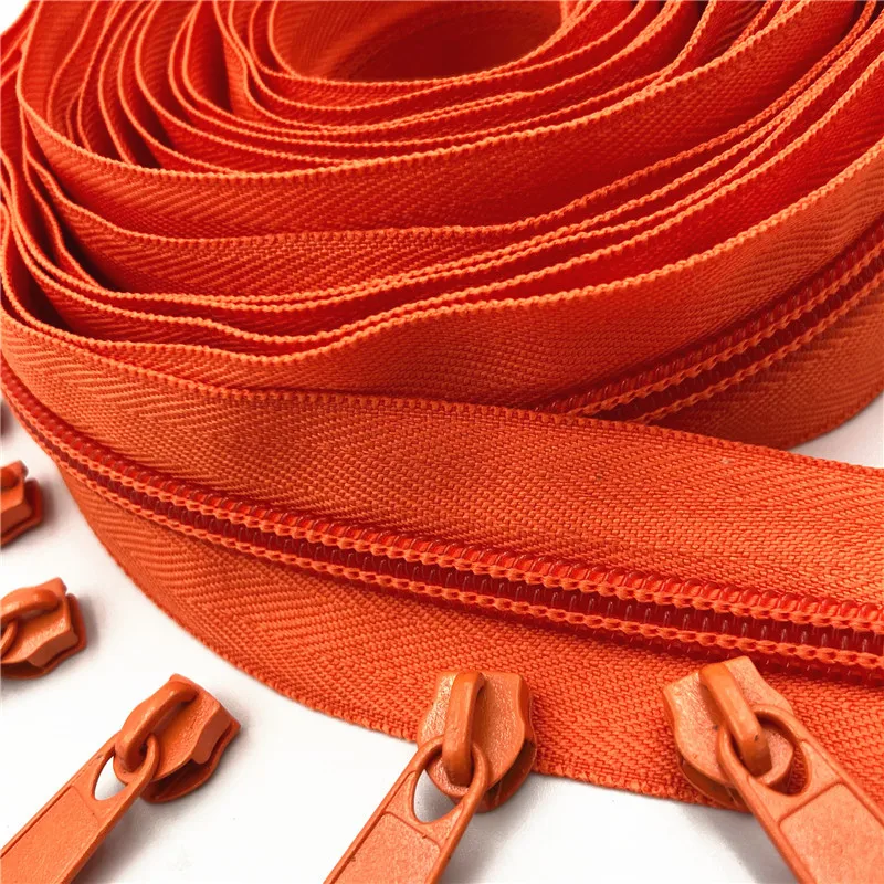 5 Meters (5.4Yard ) 5 # (20 Colors) Long Nylon Coil Zipper  with 10pcs Zipper Slider for DIY Sewing Clothing Accessories