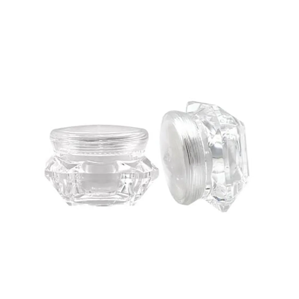 10 sztuk Cosmestics Mini pojemnik 3D diament wielokrotnego napełniania butelki 5ml wyczyść puste garnki brokat/balsam/plasterek pojemnik butelka 31*21mm