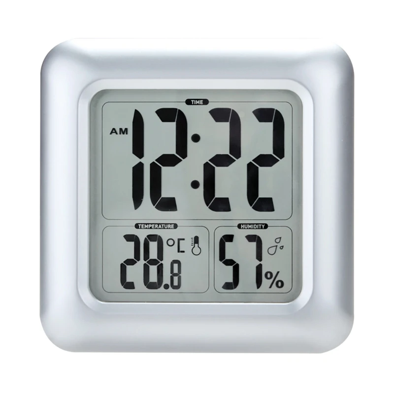 Baldr Digital Bath Thermometer Hygrometer Clock Time Hotel Waterproof Big LCD Suction Cups Shower Kitchen Table Wall Clock Watch