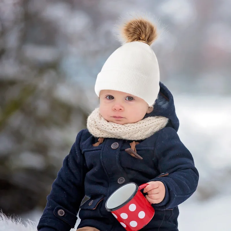 Tüm bebek çocuk bebek Pom Pom top şapka yün örme bere bebek kız erkek sıcak kış sonbahar Skullies kapaklar çocuklar Headwrap uyar