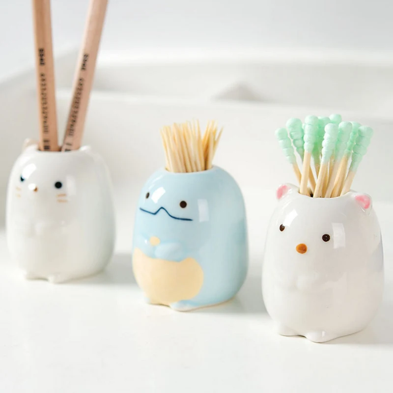 Ceramic Toothbrush Storage Candy Color Holder Wash Toothpick Padded Cotton Swab Bathroom Electric Toothbrush Storage