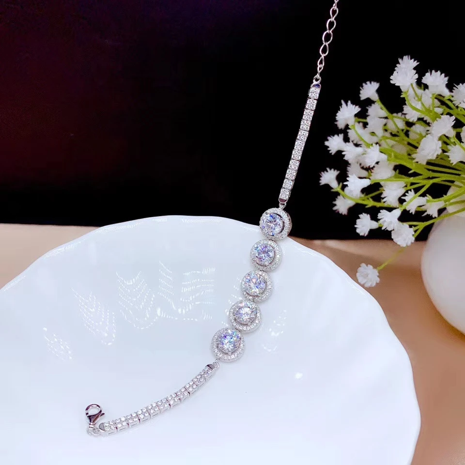 Real Moissanite D Color VVS Women's Bracelet 925 Pure Silver Diamond Bracelet Latest Style Hot Sale Promotion image 3
