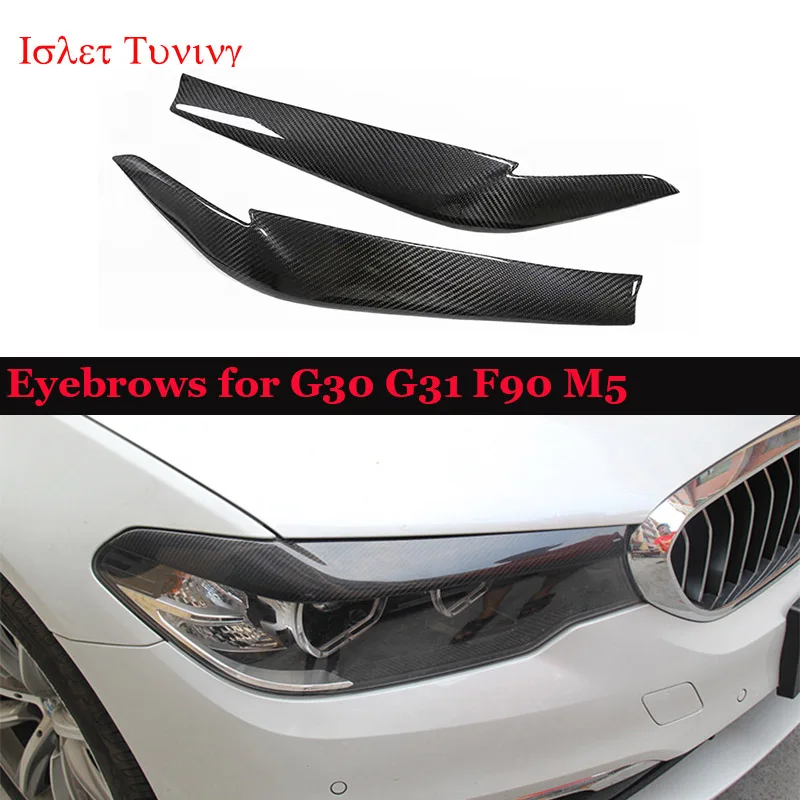 

G30 Dry Carbon Headlight Eyebrows for BMW G30 G31 F90 M5 Carbon Fiber Eyelids Sticker Trims 525i 530i 540i 2017 2018 2019