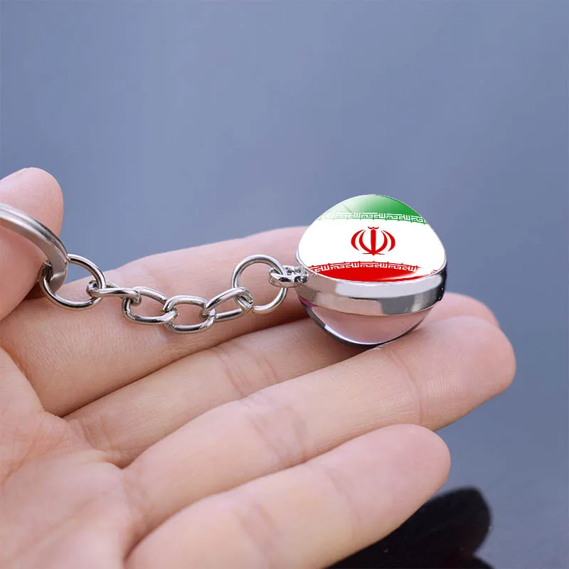 Flag Keychain Countries Flag Syria Iran and Jordan Kuwait Georgia Iraq Flag Key Chains National Flag Pendant Glass Ball Jewelry