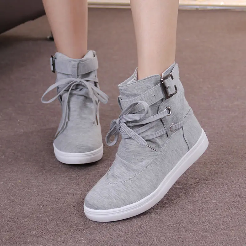 2021 New Autumn and Winter Women\'s Boots Casual Canvas Shoes Women\'s Flat Shoes Solid Ankle Boots Platform Shoes Women