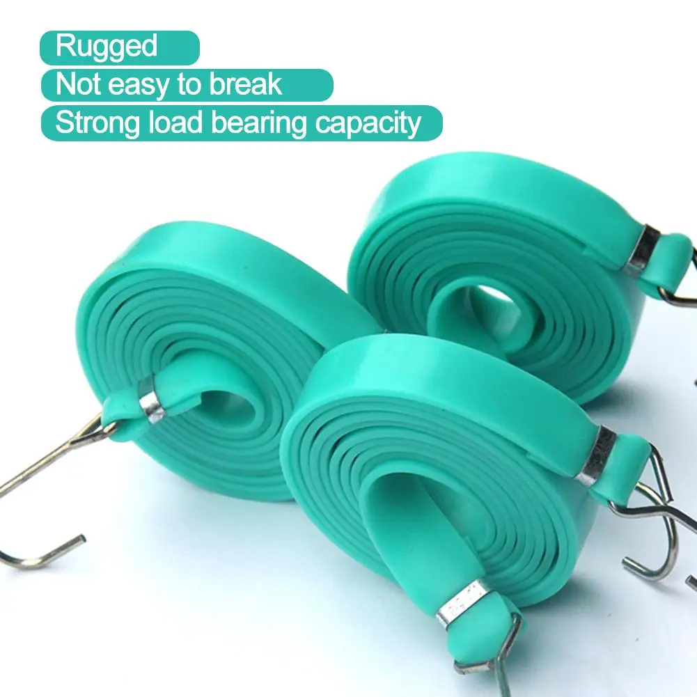 1pc Flat Bungee Cord Flat Bungee Cords With Adjustable Length Hooks For Hand Carts Cargo Moving Camping RV Trunk Tarp Tie Down