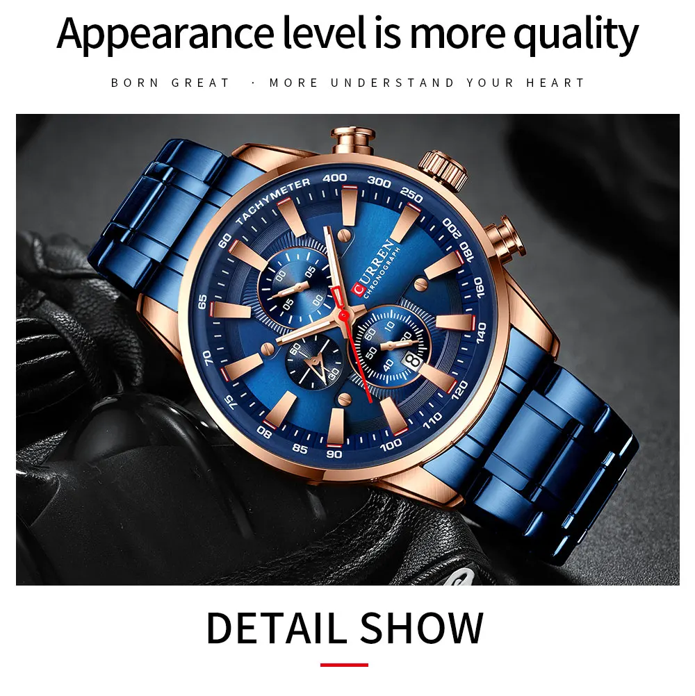 CURREN Neue Herren Uhren Quarz Business Wasserdichte Uhr Mann Uhren Top Marke Luxus Armbanduhr Männer Chronograph Reloj Hombre – Detail 5