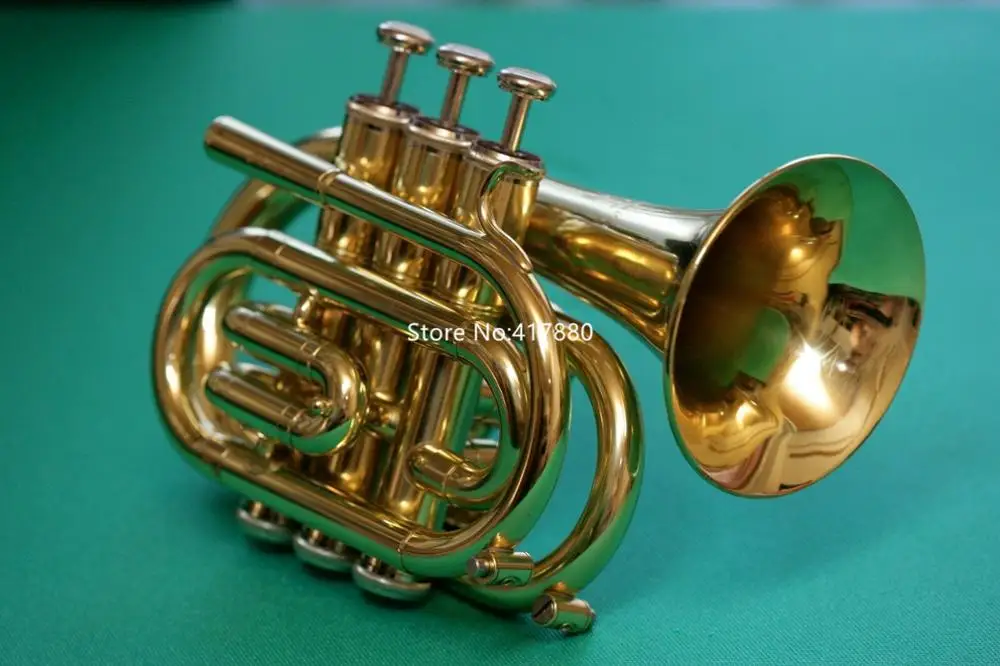 Hot Selling Jupiter JPT-416 Bb Pocket Trumpet Gold Brass Musical Instrument With Case Free Shipping