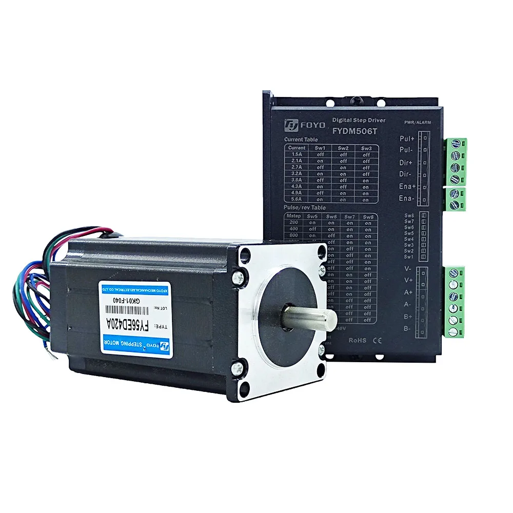 

3NM CNC kit two-phase stepper motor driver NEMA23 stepper motor DC24V-50V FYDM506T+FY56ED420A high torque motor kit