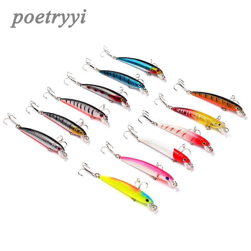 1Pcs Minnow Fishing Lures 3D Eyes Floating Laser Aritificial fising Wobblers Crankbait Plastic Baits Pesca Isca 7.5cm 5.6g 30