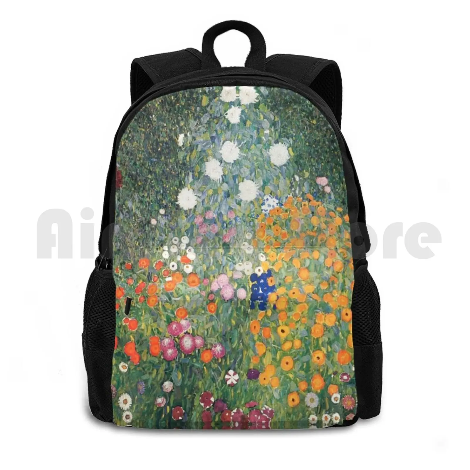 Gutav Klimt Flower Garden Painting Outdoor Hiking Backpack Riding Climbing Sports Bag Gutav Klimt Retro Vintage Art Kiss The